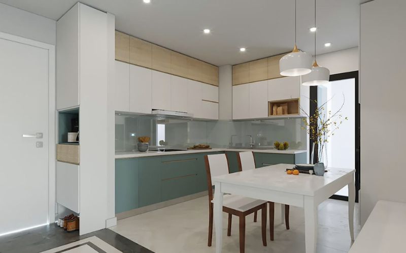Mẫu 1: Mẫu thiết kế phòng bếp đơn giản cho chung cư