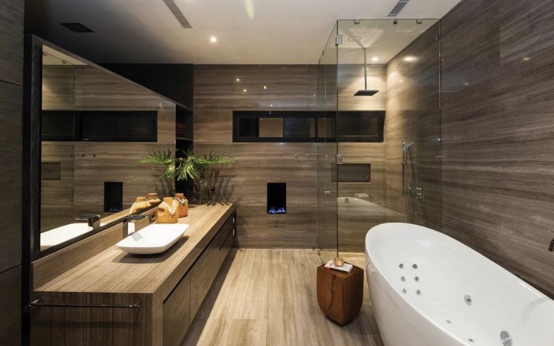 Gạch lát nền nhà vệ sinh 60x60 vân gỗ mang đến không gian ấm áp